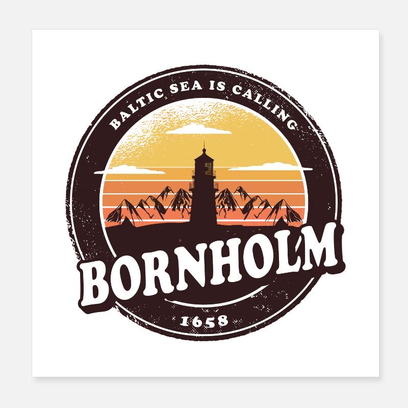 Conception vintage du phare de Bornholm Poster 20 x 20 cm