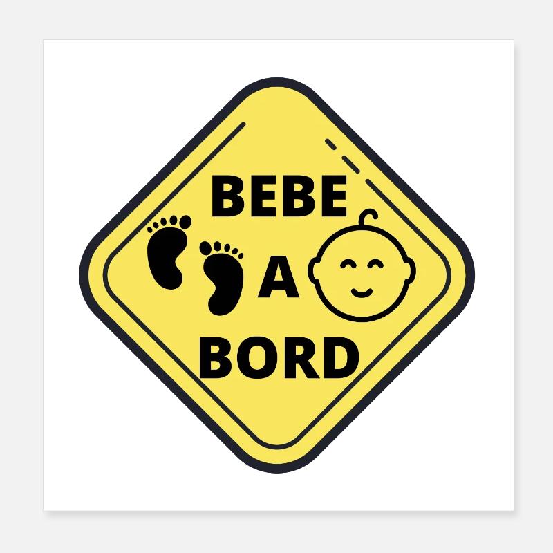 Baby an Bord - Poster 20x20 cm - Weiß