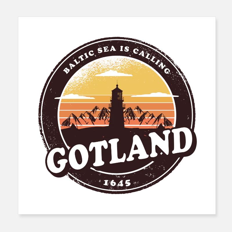 Conception de phare vintage Gotland Poster 20 x 20 cm