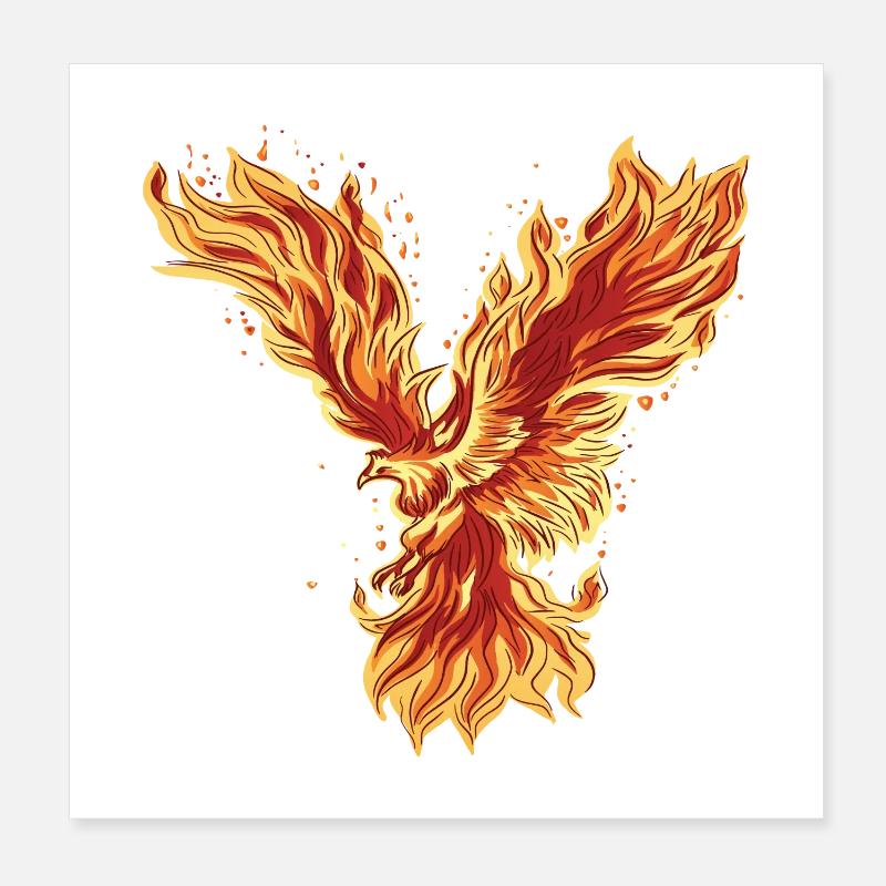 Feuriger Phoenix Mythos Design Poster 20x20 cm