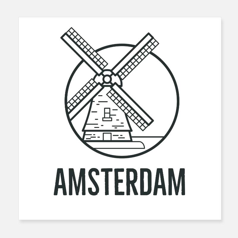 Amsterdam - Poster 20x20 cm - Weiß