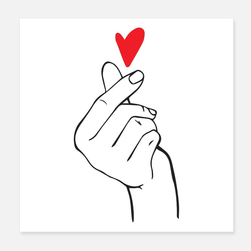 K-Pop Finger Heart - Poster 8" x 8" (20x20 cm) - white