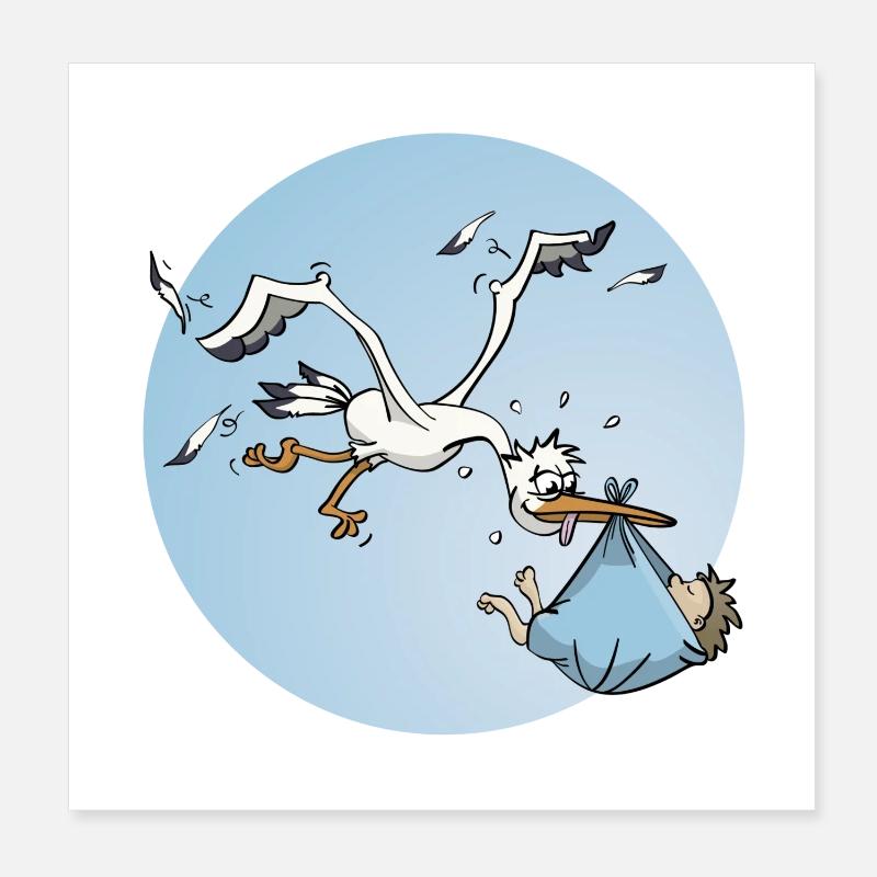 Der Storch und der kleine Junge Poster 20x20 cm