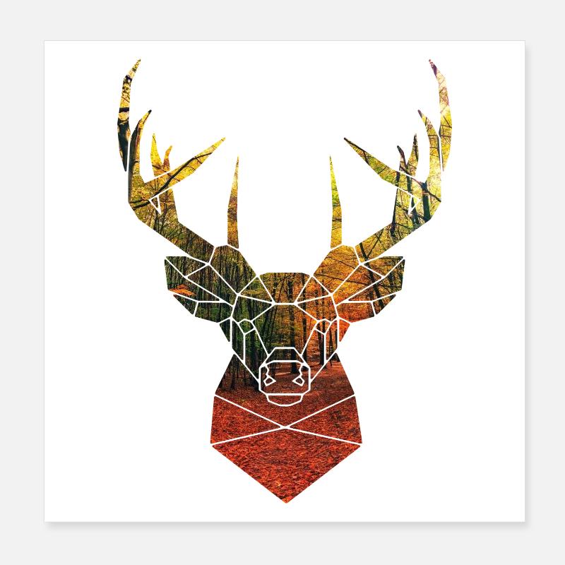 deer head in autumn - Poster 8" x 8" (20x20 cm) - white