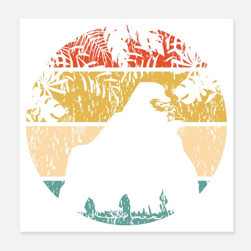 Bigfoot au coucher de soleil dans la jungle - Poster 20 x 20 cm - blanc
