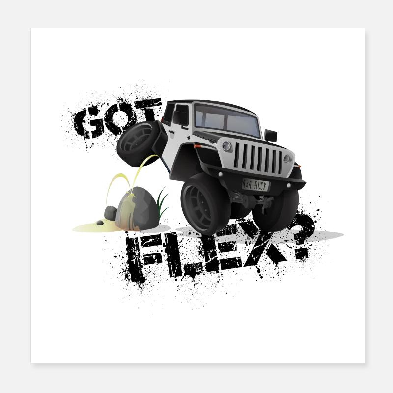 GOT FLEX? - OFFROADER Crawler - White Poster 8" x 8" (20x20 cm)