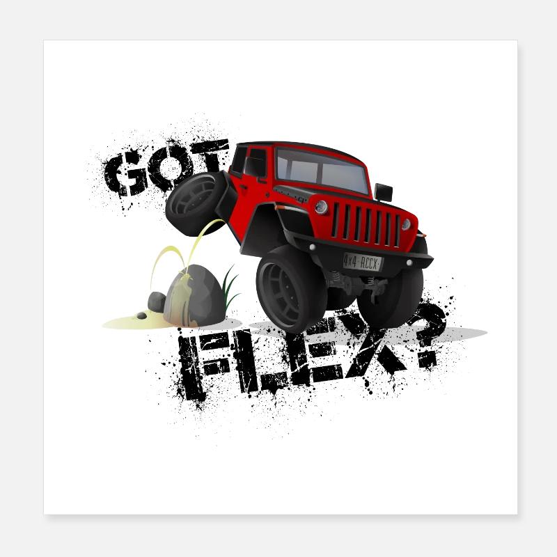 GOT FLEX? - OFFROADER Crawler - Red Poster 8" x 8" (20x20 cm)