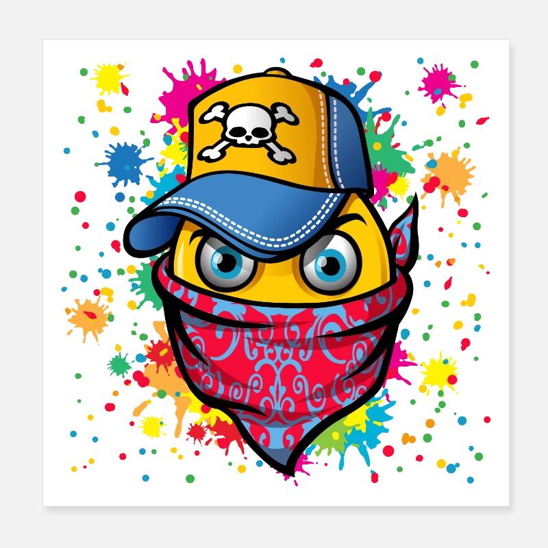 Maske og graffiti Poster 20x20 cm