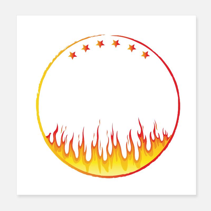 circle on fire with Stars Poster 20 x 20 cm