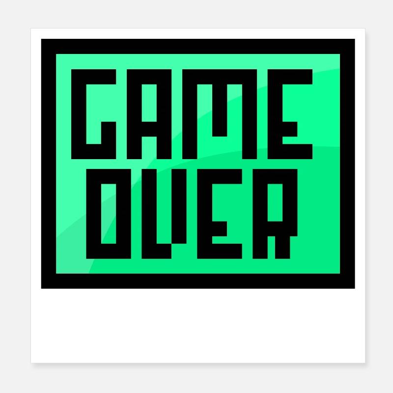 Game Over Gaming Game Console Statement Video Game Poster 8" x 8" (20x20 cm)