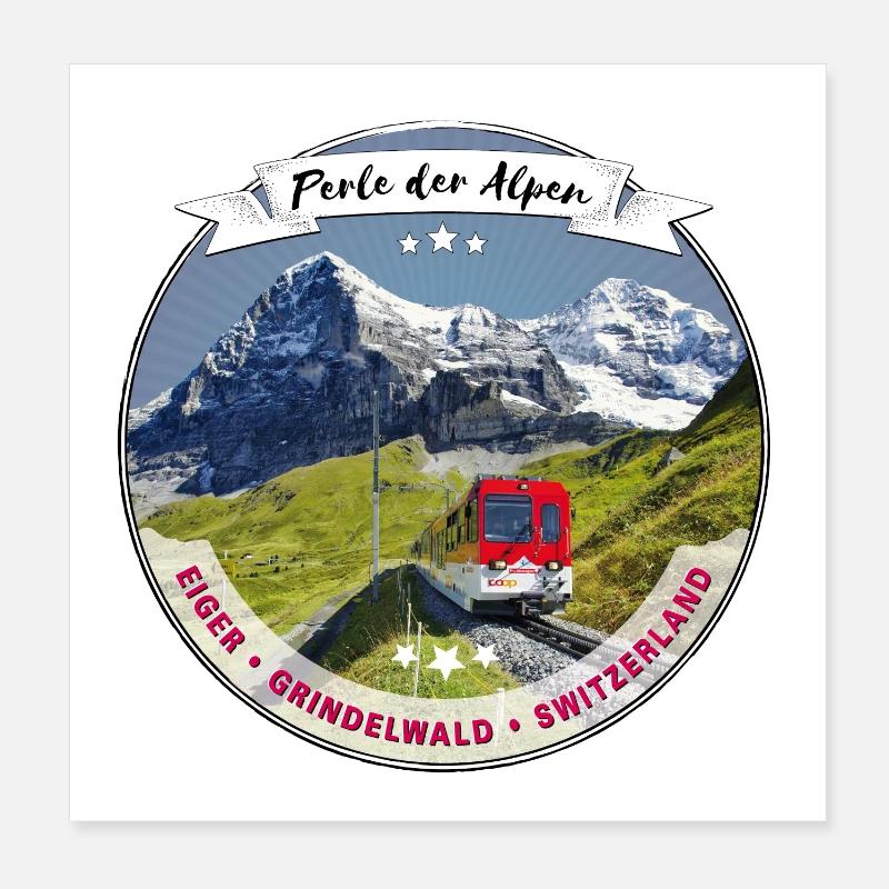 Eiger, Perle der Alpen Poster 20x20 cm