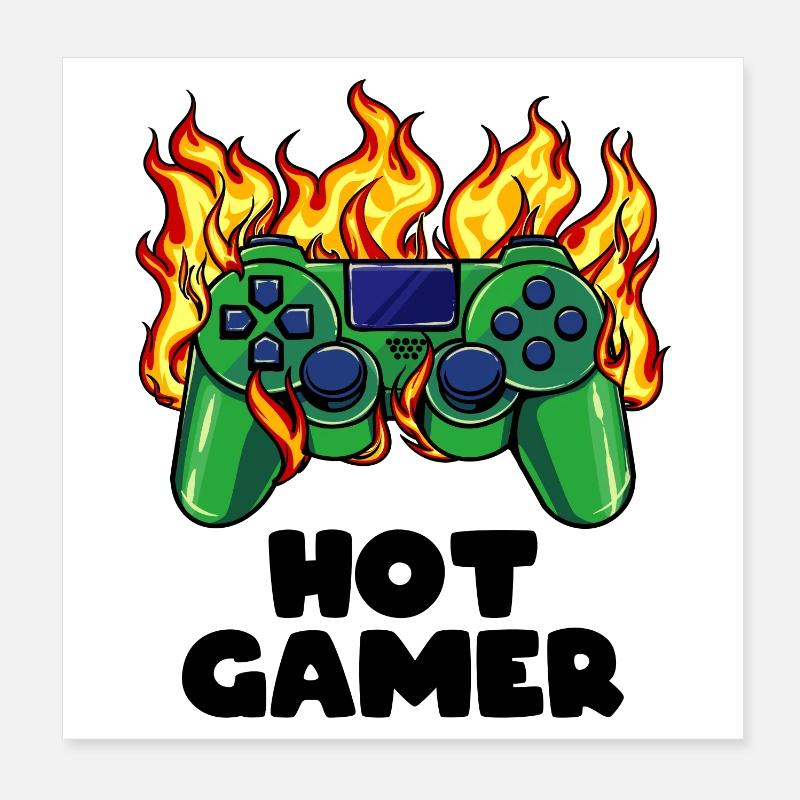 Gamer Zocker Videospieler Games Controller - Poster 20x20 cm - Weiß
