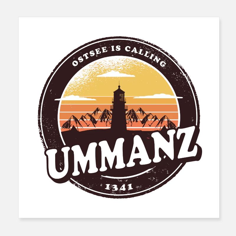 Ummanz Baltique Phare Design / Idée de cadeau Poster 20 x 20 cm
