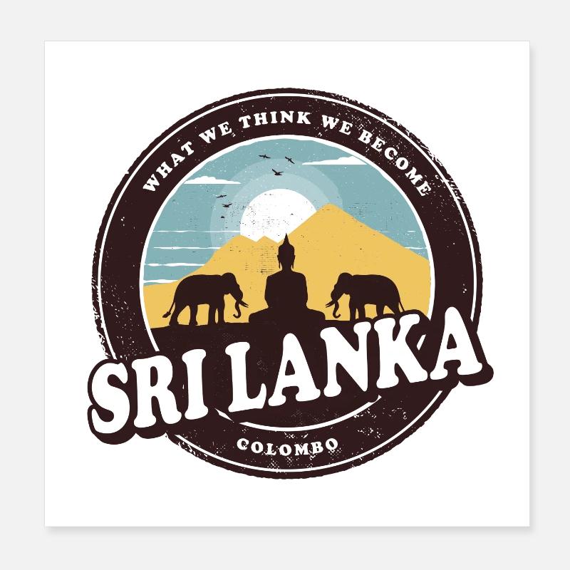 Sri Lanka Buddha Design mit Elefanten / Poster 20x20 cm