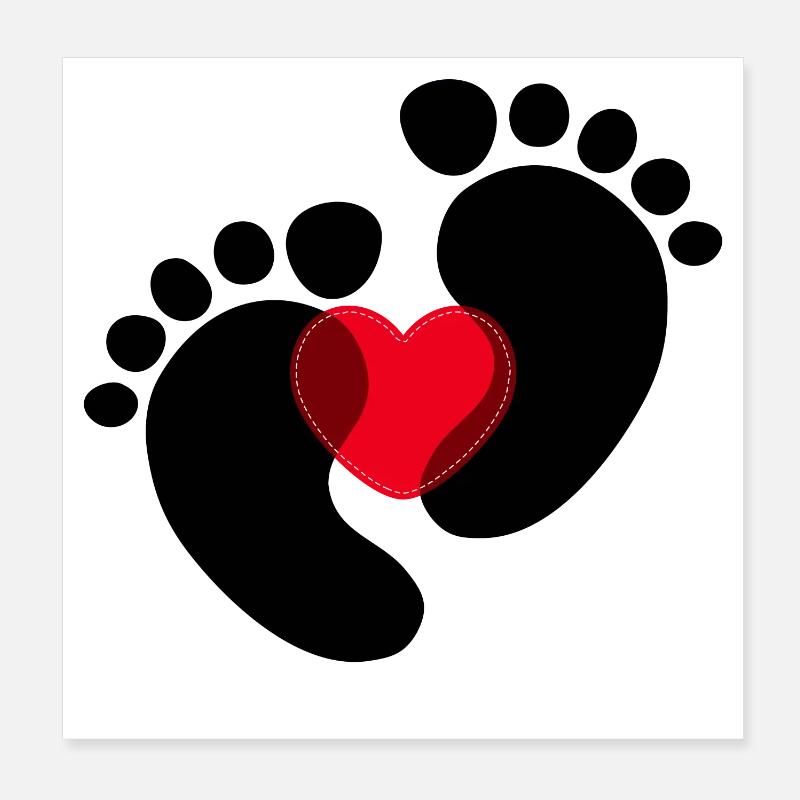 Coeur Enceinte Pieds bébé Poster 20 x 20 cm