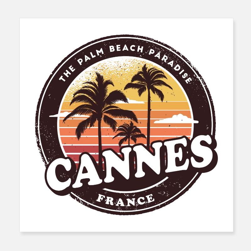 Cannes Frankreich Vintage Beach Design / Geschenk Poster 20x20 cm
