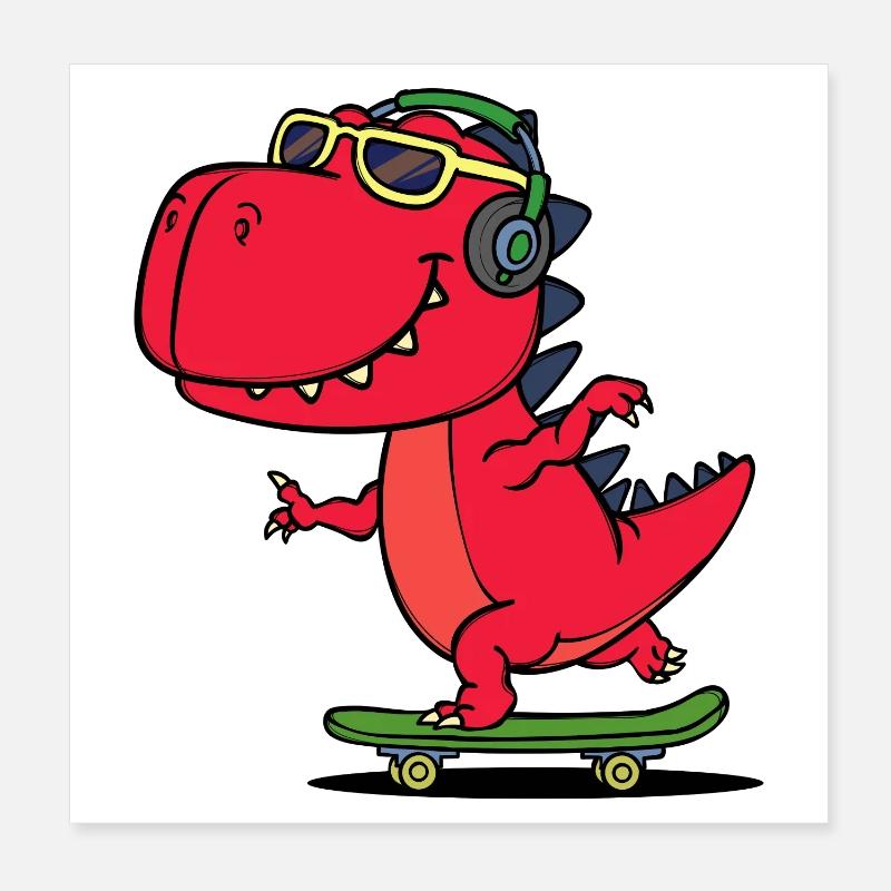 Cool dinosaure Casque Drôle de lunettes de soleil Poster 20 x 20 cm