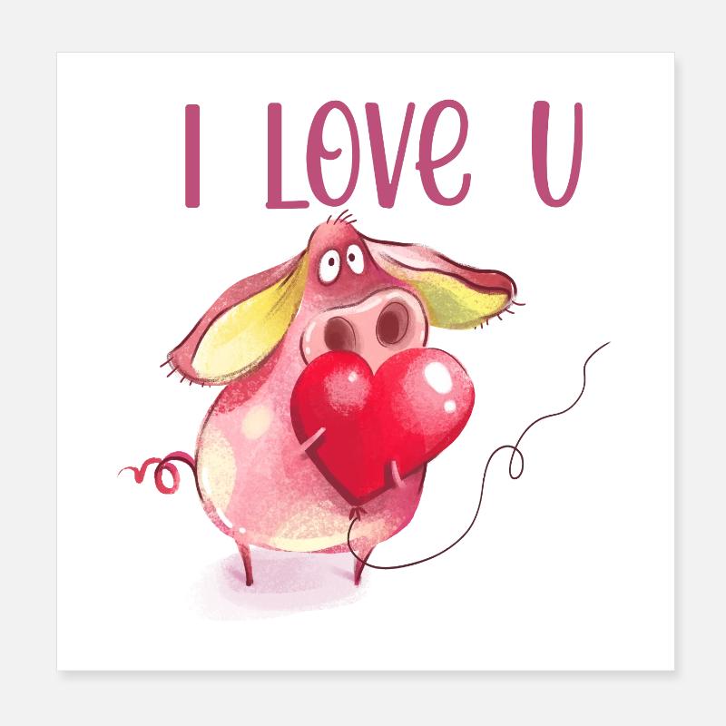 J’adore le design d’animaux mignons de U Piggy Poster 20 x 20 cm