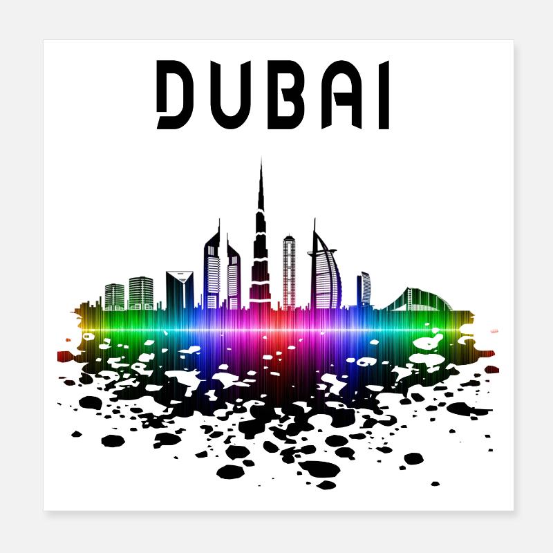 Dubai Skyline Splash Design / Gift Poster 8" x 8" (20x20 cm)