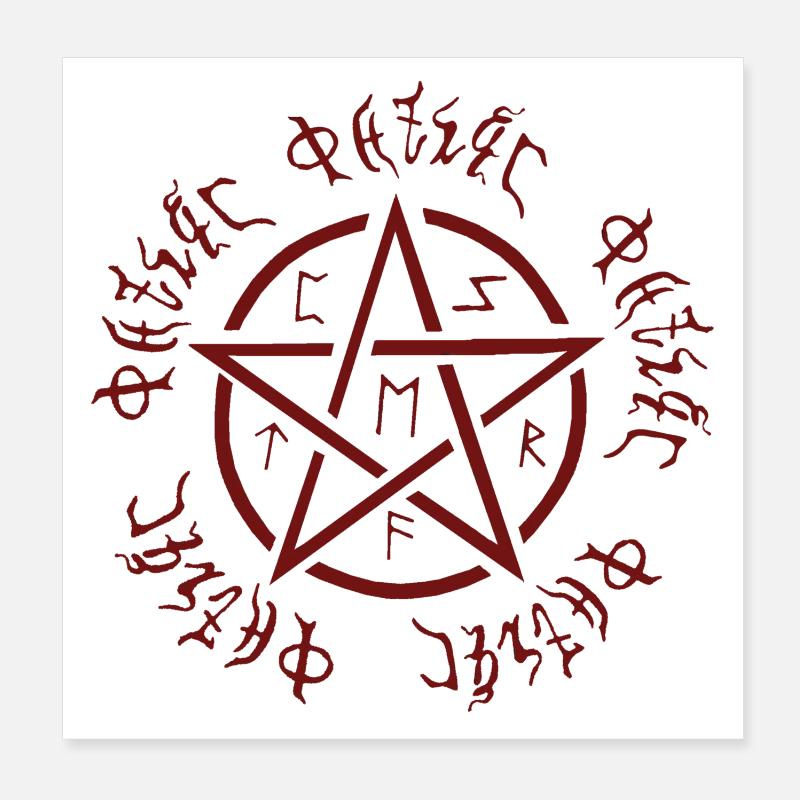Pentagram pattern, futhark, goth, Halloween outfit Poster 8" x 8" (20x20 cm)