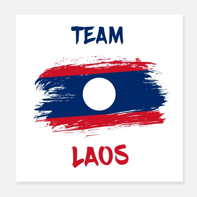 Team Laos Flags Design / Gift Poster 8" x 8" (20x20 cm)