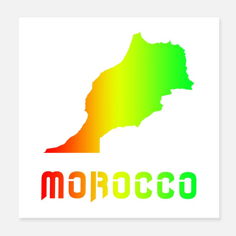 Marokko Regenbogen Landkarten Design / Geschenk Poster 20x20 cm