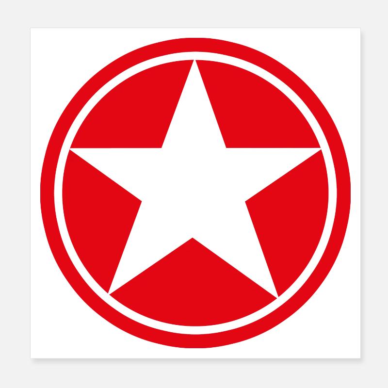 Etoile dans rond rouge cinq branches pentagramme Poster 20 x 20 cm