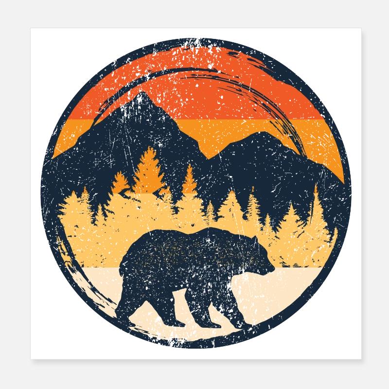 Ours au coucher du soleil dans le cercle alpin Poster 20 x 20 cm