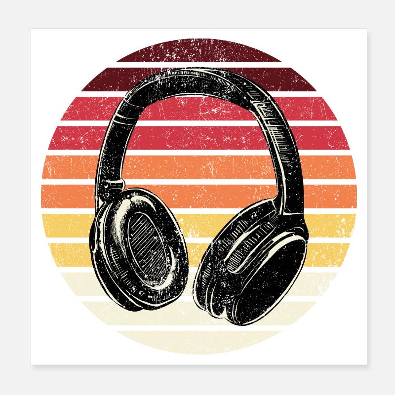 Casques rétro Sunset Poster 20 x 20 cm