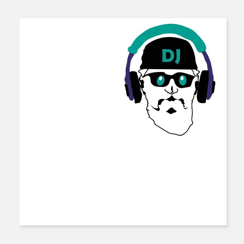 Dessin casque de DJ néon Poster 20 x 20 cm