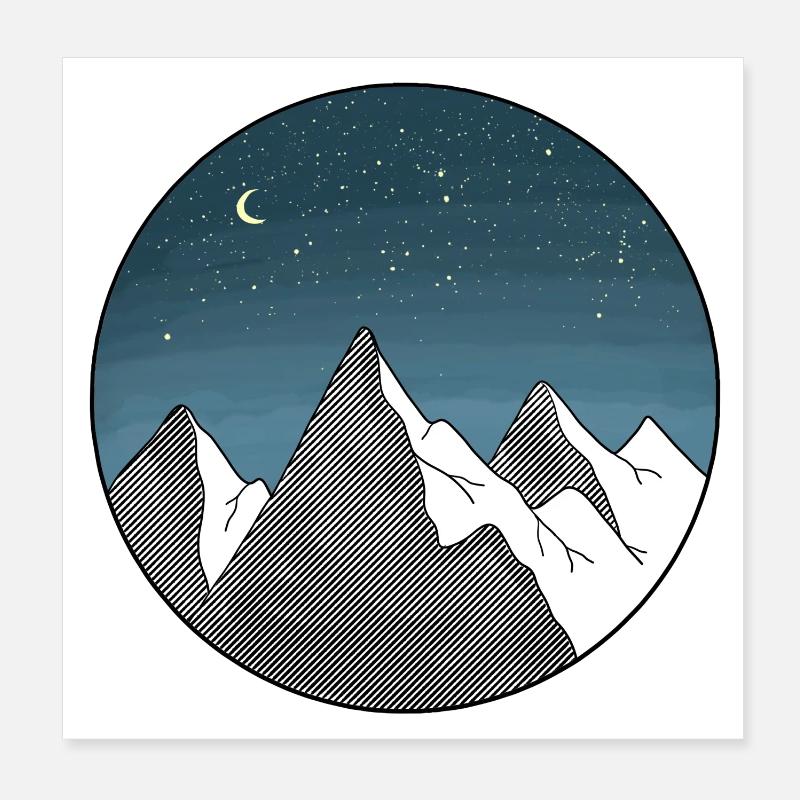 Mountain starry sky Poster 8" x 8" (20x20 cm)
