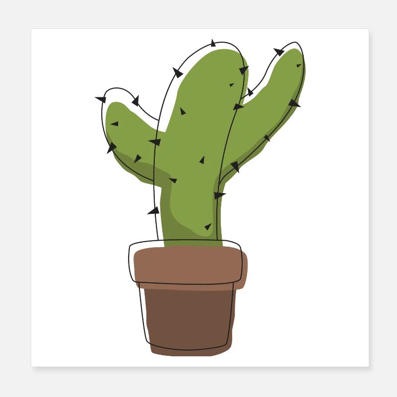 Cactus dans un pot – illustration graphique Poster 20 x 20 cm