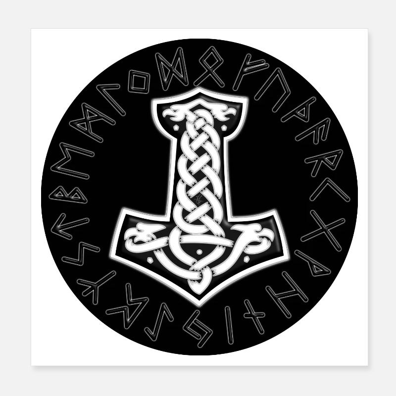 Mjölnir Celtique Nœud Runique Poster 20 x 20 cm