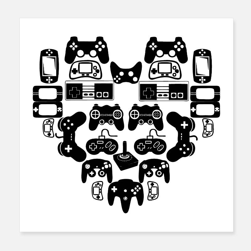 Herz Controller Joystick Gamer Zocker Poster 20x20 cm