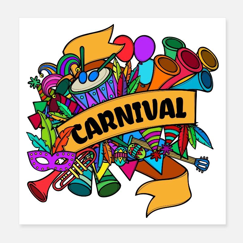 Carnival Masks Carnival Carnival Procession Poster 8" x 8" (20x20 cm)