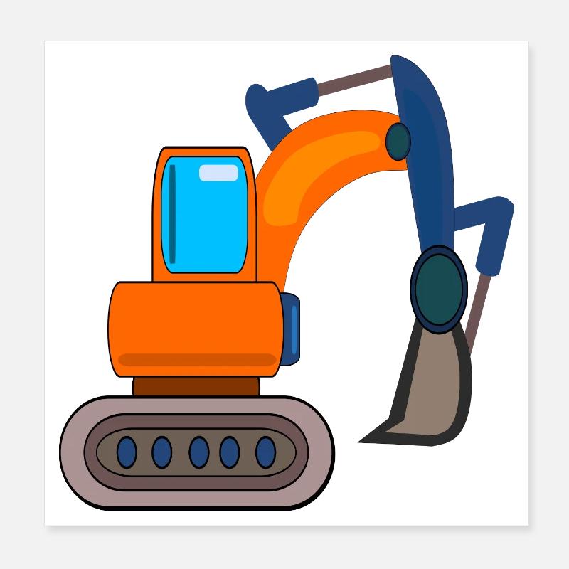 BAUSTELLE BAGGER KINDER BAGGERN Poster 20x20 cm