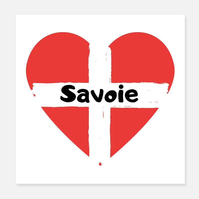 Savoie Drapeau Coeur Poster 20 x 20 cm