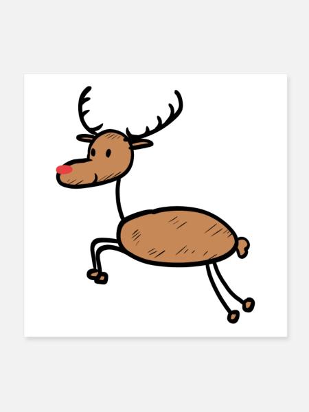 Fun Rennier Noël - Poster 20 x 20 cm - blanc - Devant