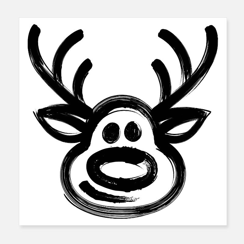 Noël Rennier visage Cerf Poster 20 x 20 cm