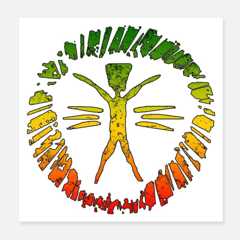Hippie Reggaezeichen mit Farbverlauf - Poster 20x20 cm - Weiß