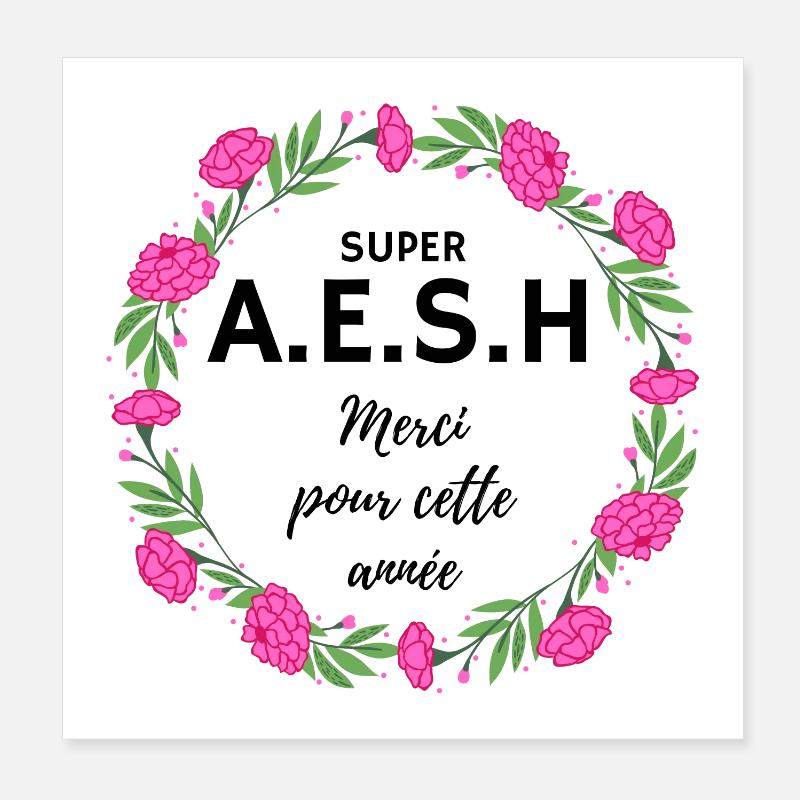 super AESH A.E.S.H. Merci pour cette année fleurs Poster 20 x 20 cm