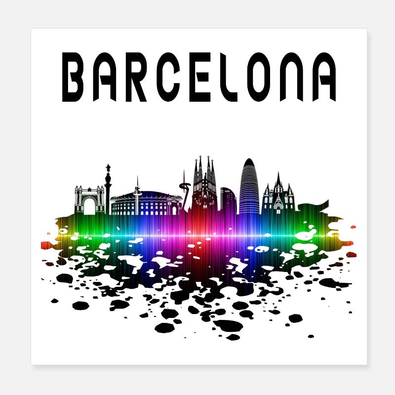 Barcelona Skyline Splash Design / Geschenk Poster 20x20 cm