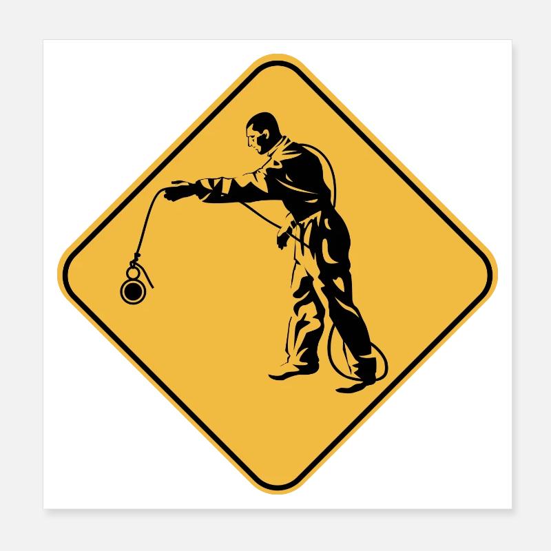 Panneau attention pêche à l'aimant idée cadeau Poster 20 x 20 cm