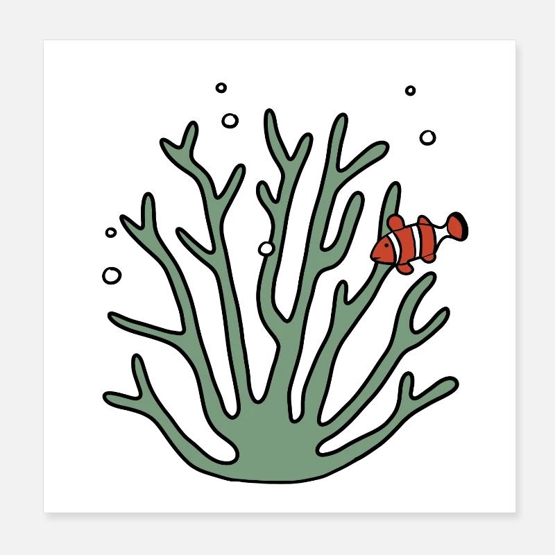 Coral anemone fish Poster 8" x 8" (20x20 cm)