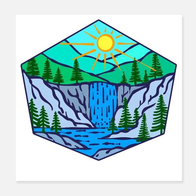 Natur Wasserfall Umwelt Bäume Poster 20x20 cm