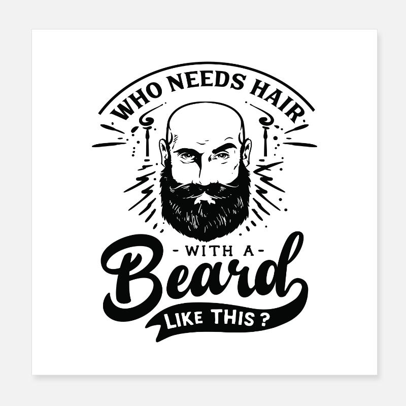 Funny Beard Hipster Men Lettering Typography Poster 8" x 8" (20x20 cm)