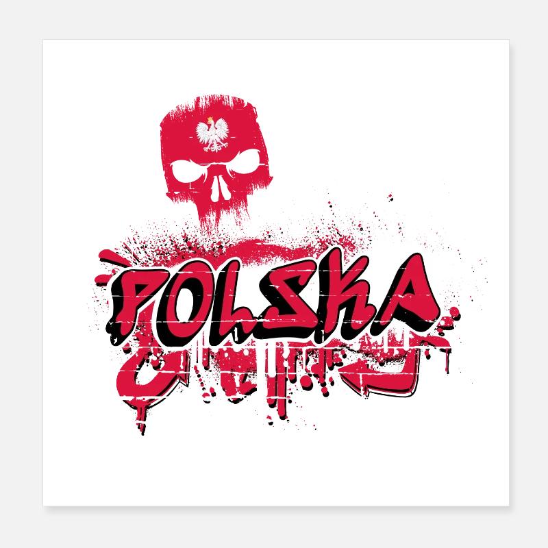 Poland graffiti skull design - Poster 8" x 8" (20x20 cm) - white