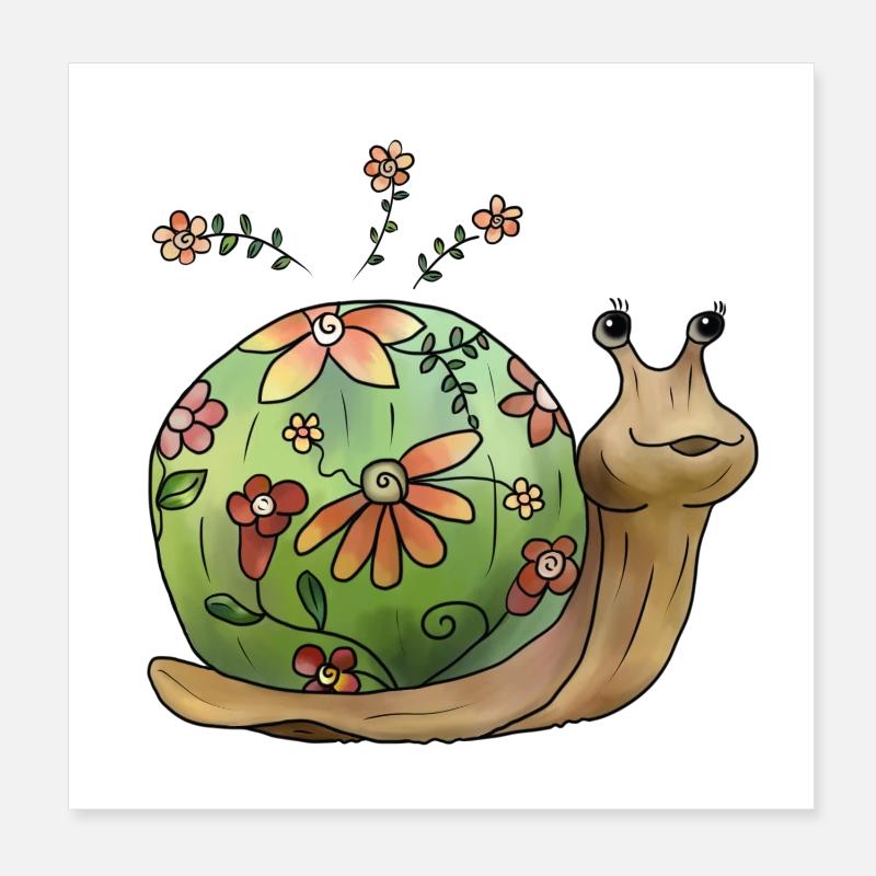 Blumenschnecke - Poster 20x20 cm - Weiß