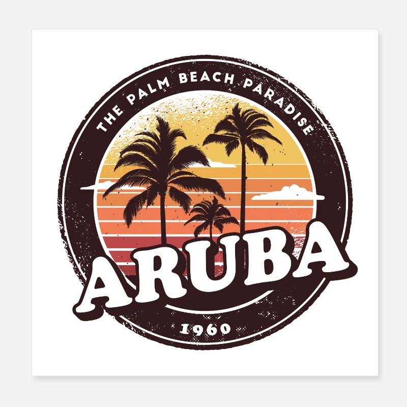 Aruba Vintage Beach Design / Geschenkidee Poster 20x20 cm