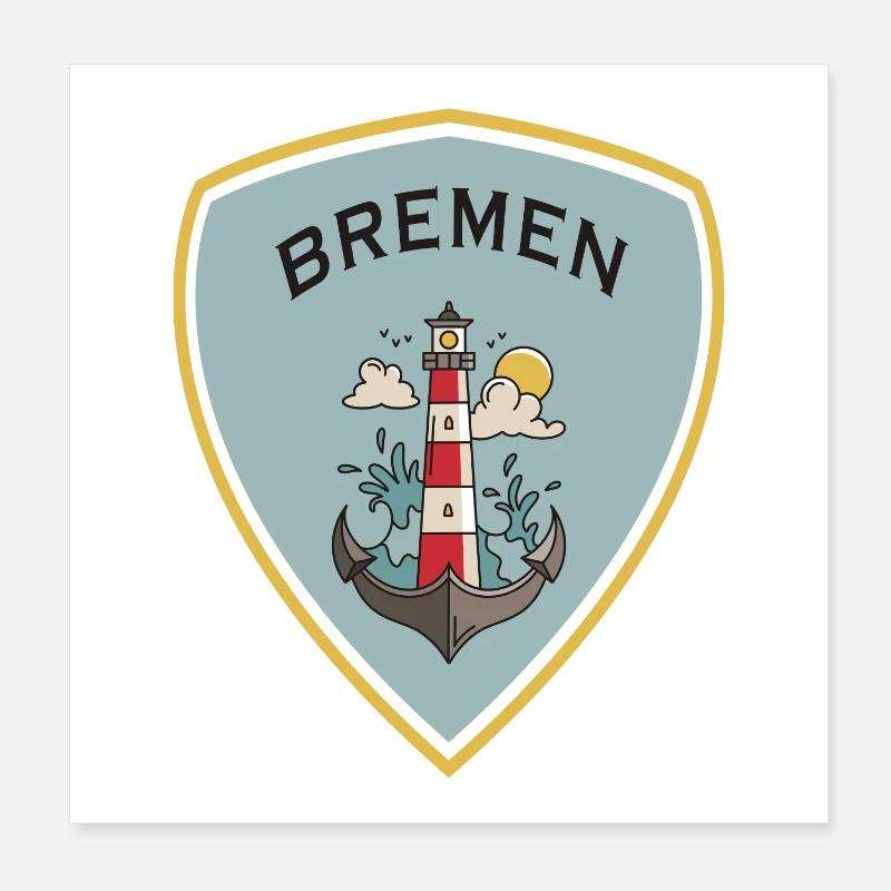 Bremen Lighthouse Crest Design Poster 8" x 8" (20x20 cm)